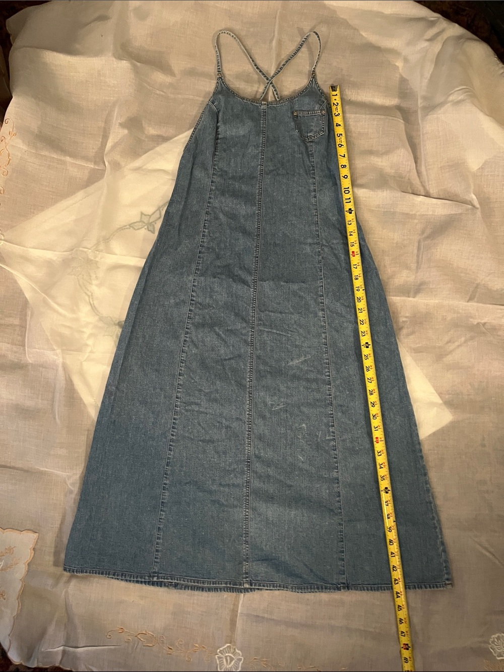 Denim Maxi Slip Dress - Blue